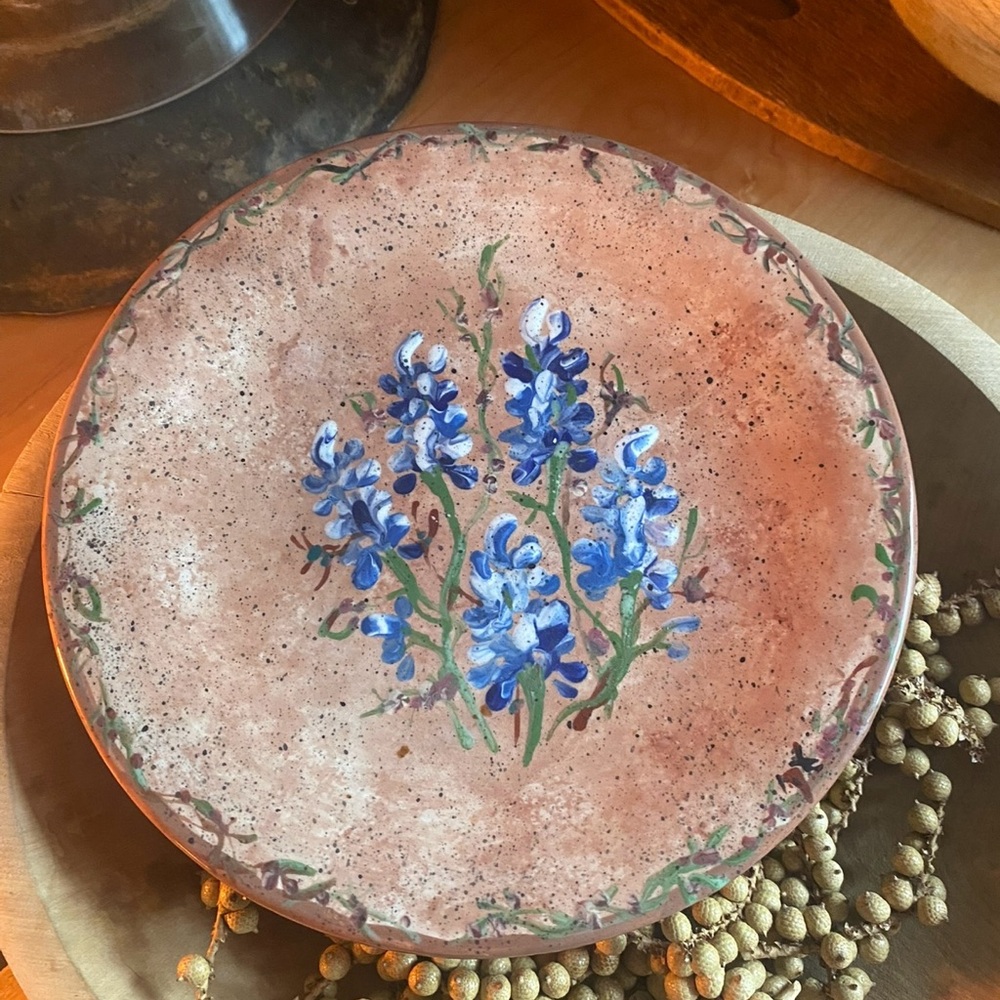 Hand Painted Blue Bonnet Texas Floral Plate